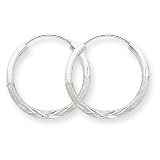 14k White Gold 1.5mm Diamond-Cut Endless Hoop Earrings