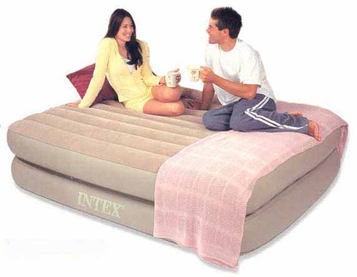 INTEX 66703 (66703E) COMFORT-REST RISING COMFORT RAISED QUEEN AIR MATTRESS AIRBED BED W/ BUILT-IN AC AIR-PUMP & WIRED REMOTE CONTROL