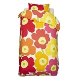 Marimekko Unikko Yellow Orange Pink Duvet Cover - Full Queen by 