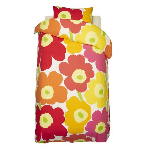 Marimekko Unikko Yellow / Orange / Pink Duvet Cover - Full/Queen