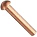 Copper Solid Rivet Round Head 1/8" Shaft Diameter x 1/2" Length (Pack of 100)