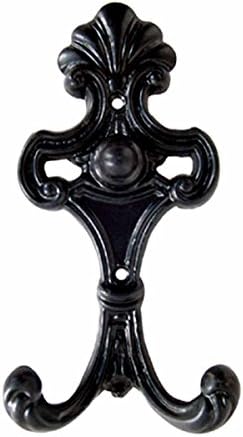 Hook Fleur De Lis Black Wrought Iron Double 6" | Renovator's Supply