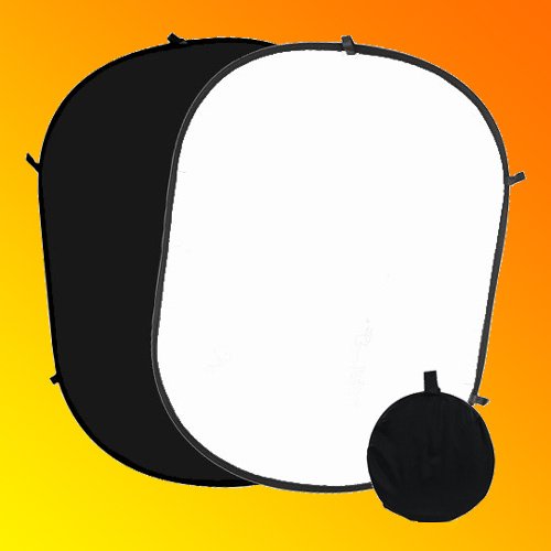 ePhoto RE2010BW 4.8x6.5 Foot Black and White Collapsible Backdrop with Carrying Bag