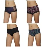 4 PACK: Ladies XOXO Sexy Stretch Hipster Briefs Panties Underwear / Knickers - Multicolor