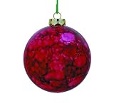 Barcana 80mm Shatterproof Elegant Marble Ball Ornaments, Set of 4, Red