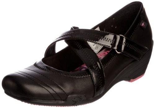 Kangaroos Women's Cross Bar Black Wedges Heels 