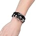 Areke Mens Leather Bracelets and Beads Unisex Male Cross Charm Bracelet with Metal Woven Snapper