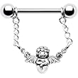 Silver 925 Clear Guardian Angel Nipple Ring MADE WITH SWAROVSKI ELEMENTS