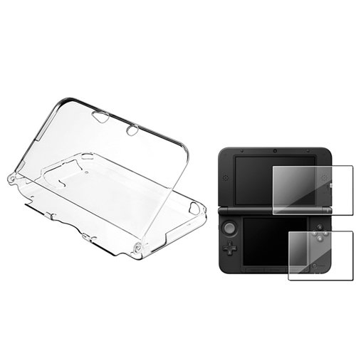 eForCity Clear Crystal Case + 2 LCD Reusable Screen Protector Compatible with Nintendo 3DS XL