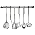 K�chenleiste K�chenschiene K�chenhelfer Edelstahl mit 6 Haken verstellbar 56 cm