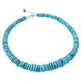 .925 Silver and Turquoise Graduated Bead Necklace- 17+.