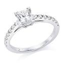 3/4 ct. Princess Cut Diamond Solitaire Engagement Ring in 18k White Gold