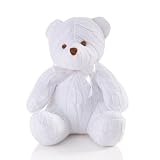 Elegant Baby Cotton Cable Knit Teddy Bear - White