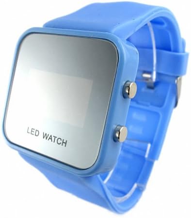 Youyoupifa Colorful Exquisite Appearance Digital LED Mirror Watch with Soft Rubber Material (Blue)