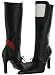 DIVERSE Matrix Womens Knee High Leather Dress Boots Heels Black/White