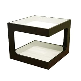Square Side End Table with Storage Shelf - Black Oak