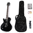 SX GG1K LH BK Left Handed Black Electric Guitar Package w/Amp Carry Bag, Strap and Instructional DVD