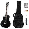 SX Callisto 1K LH BK Left Handed Black Electric Guitar Package w/Amp Carry Bag, Strap and Instructional DVD