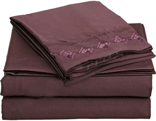 Peter Home Series 1600 Series Deep Pocket Bed Sheet Set Argyle Chain Design All Sizes 12 Colors. Eggplant Purple Plum King