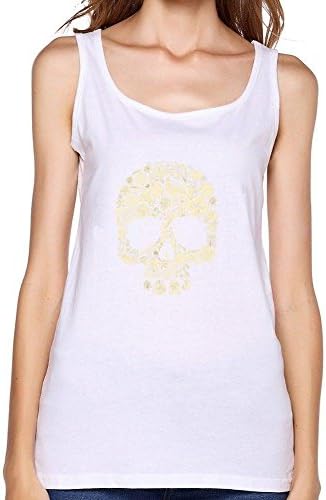 Jocersen Women's Skull Flowers Leaves Fashion Sleeveless Tank Top M