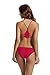 zeraca Women's Strap Side Bottom Halter Racerback Bikini Bathing Suits (L14, Freesia)
