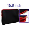 LUPO Black with Red trim Notebook/Laptop Neoprene Pouch Case Sleeve - Fits up to 15.6" Inch Notebooks/Laptops