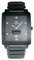 Oniss Men's Caprice II Diamond Accented Black Ceramic Watch on604-mgm-blk