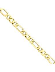 9.00 mm Solid 14K Yellow Gold High Polish Classic 3 + 1 Figaro Link Chain Necklace - 30 inches