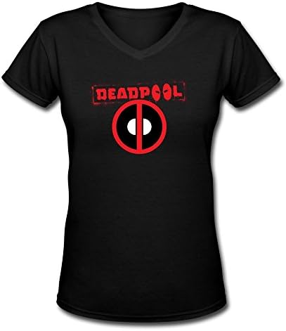Cheap Female Deadpool 1 V-neck Tee Shirts L Black