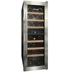 Vinotemp VT-21TEDS Thermo-Electric Digital Dual-Zone 21-Bottle Wine Chiller, Black and Stainless