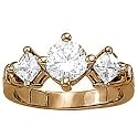 14K Rose Gold Three-Stone Diamond Ring