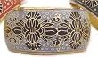ZAD Equisite Design Perwinkle Blue Thick Bangle Bracelet Gold Tone