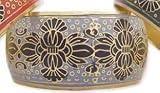 ZAD Equisite Design Perwinkle Blue Thick Bangle Bracelet Gold Tone