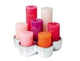 Present Time Candle holder Big Flower silver ceramic holds 7 tealight candles