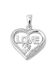 Sterling Silver Cz Love Heart Pendant