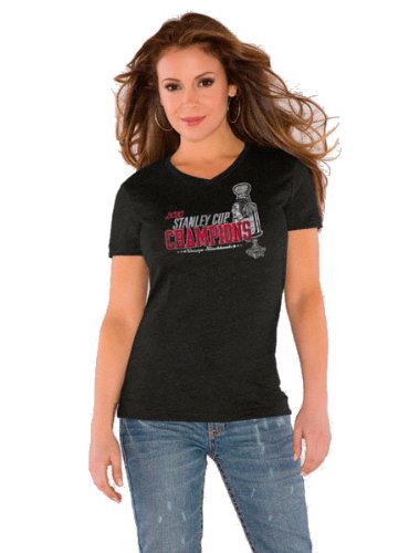 Chicago Blackhawks Women's 2010 Stanley Cup Champions Tri-Blend V-Neck T-Shirt - by Alyssa Milano