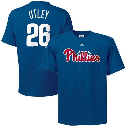 Chase Utley Blue Majestic Name and Number Philadelphia Phillies T-Shirt