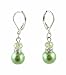 Earrings - E149 - Glass Pearl & Swarovski (tm) Crystal Drop ~ Green