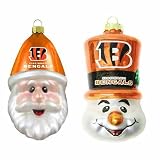 Cincinnati Bengals Santa Cap and Top Hat Snowman Ornaments