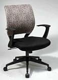 Bobcat/Leopard Colored Sleeve Back Task Chair with Black Mesh Fabric Seat and T Arms