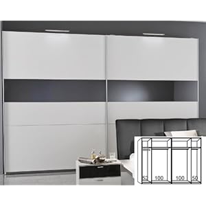 Pharao24 Schiebetürenschrank weiss anthrazit hochglanz Schrank 300 cm Adria 2