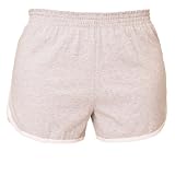 Solid heather gray retro jersey white side stripe sport shorts available in 5 adult sizes XS to XL elastic waist