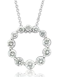 14k White Gold Journey Circle Diamond Pendant Necklace (GH, SI, 1.02 carat)