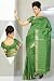 Forest Green Art Silk Saree Sari fabric India Golden Border