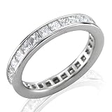Certified 18k White Gold Princess Cut Diamond Eternity Band Ring Size 6.5 (F-G, VS, 2.08 carat)