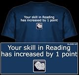 Jinx - T-Shirt Gamer - Your skill in Reading as increased by 1 pt - Bleu - Médium