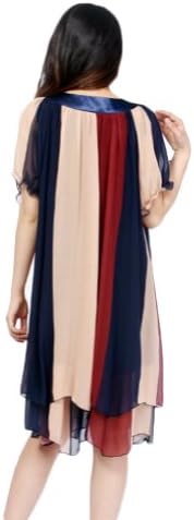 Women's Plus Size Chiffon Dress Fashion Red Stripe Print Dress