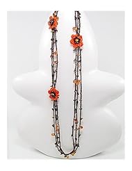 Flower Cotton Waxed Thread Glass Necklace