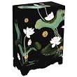 Handmade Asian Furniture - 33" Black Lacquer Chinese Storage Cabinet / End Table W/ Lotus Flowers