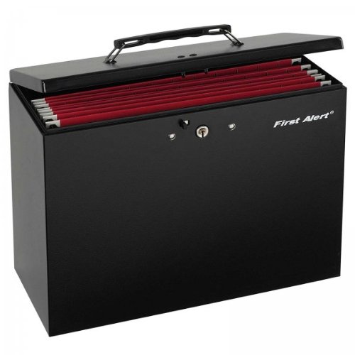 Steel File Box - Portable Filing System (Black) (10.25h x 13.75w x 6d)